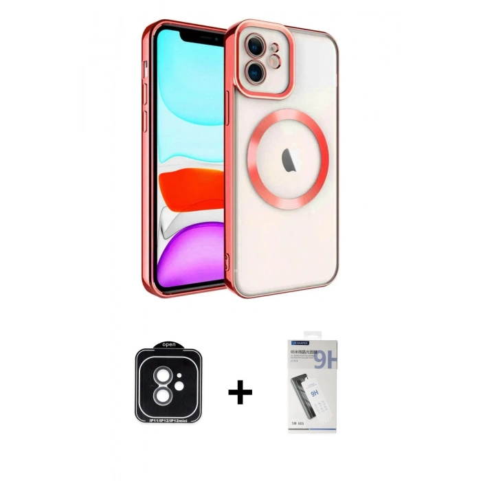 MARSİLYAN™- iPhone 11 Kılıf Nova Işık Özel Seri - Şeffaf Uv Polymer Nano Ekran Koruyucu + PVD Metal Kamera Lens - YL