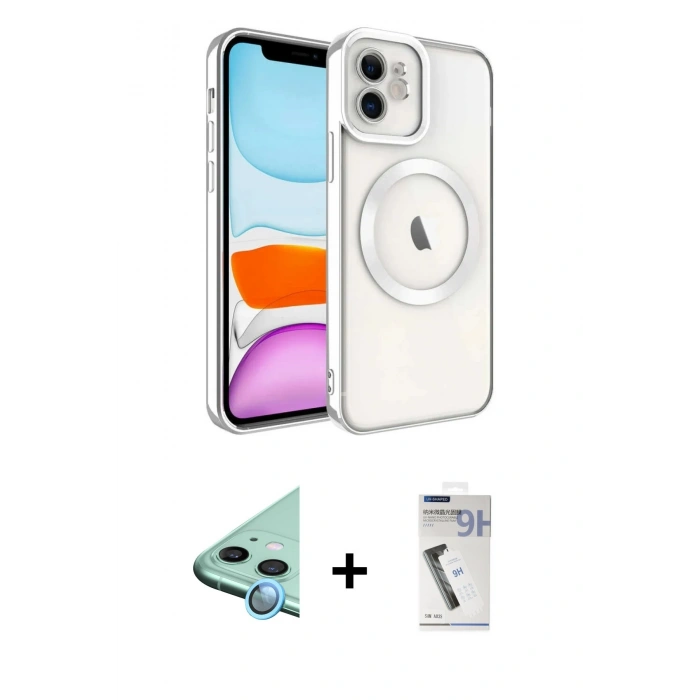 MARSİLYAN™- iPhone 11 Kılıf Nova Işık Özel Seri - Şeffaf Uv Polymer Nano Ekran Koruyucu + Raze Metal Kamera Lens - MI