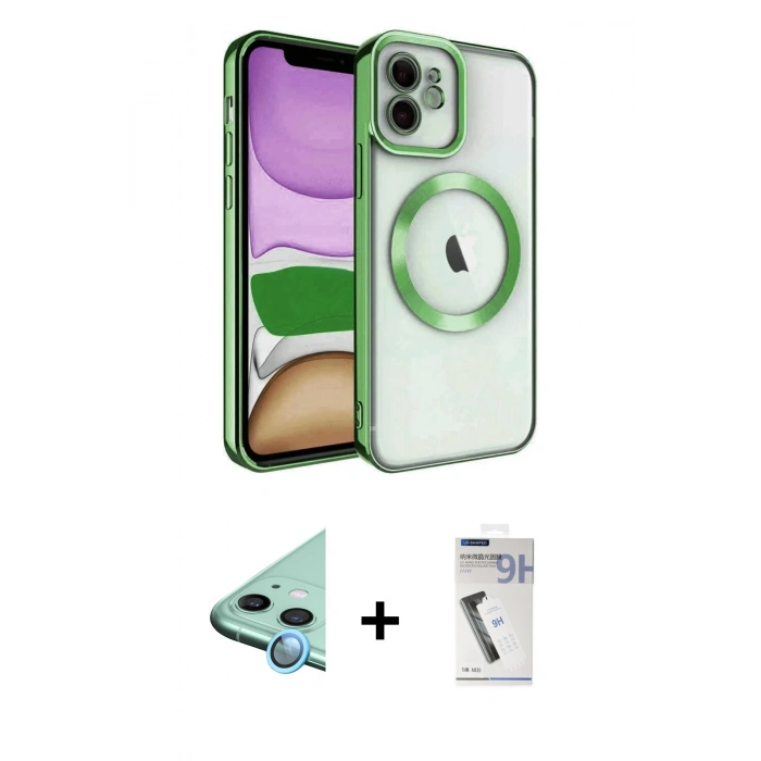 MARSİLYAN™- iPhone 11 Kılıf Nova Işık Özel Seri - Şeffaf Uv Polymer Nano Ekran Koruyucu + Raze Metal Kamera Lens - MI