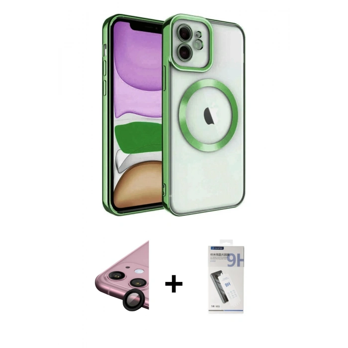 MARSİLYAN™- iPhone 11 Kılıf Nova Işık Özel Seri - Şeffaf Uv Polymer Nano Ekran Koruyucu + Raze Metal Kamera Lens - SH