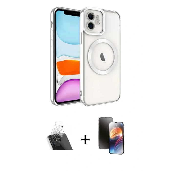 MARSİLYAN™- iPhone 11 Kılıf Nova Işık Özel Seri - Siyah 3D Antistatik Mat Seramik Nano Ekran Koruyucu + Kamera Lens Koruma Cam - SF