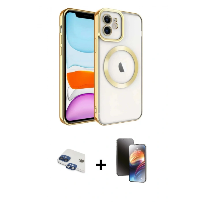 MARSİLYAN™- iPhone 11 Kılıf Nova Işık Özel Seri - Siyah 3D Antistatik Mat Seramik Nano Ekran Koruyucu + Pers Alüminyum Kamera Lens - LT