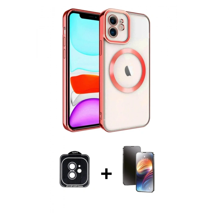 MARSİLYAN™- iPhone 11 Kılıf Nova Işık Özel Seri - Siyah 3D Antistatik Mat Seramik Nano Ekran Koruyucu + PVD Metal Kamera Lens - SH