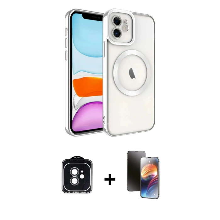 MARSİLYAN™- iPhone 11 Kılıf Nova Işık Özel Seri - Siyah 3D Antistatik Mat Seramik Nano Ekran Koruyucu + PVD Metal Kamera Lens - SH