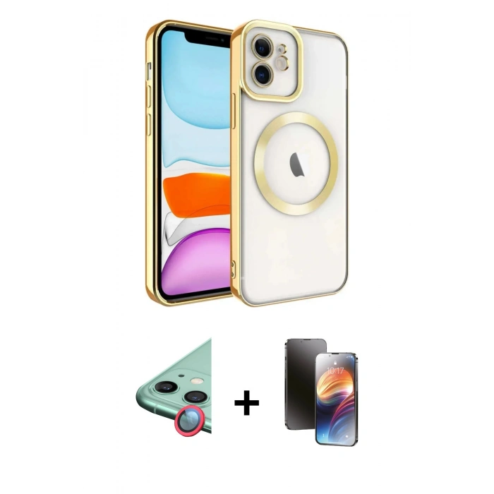 MARSİLYAN™- iPhone 11 Kılıf Nova Işık Özel Seri - Siyah 3D Antistatik Mat Seramik Nano Ekran Koruyucu + Raze Metal Kamera Lens - KI