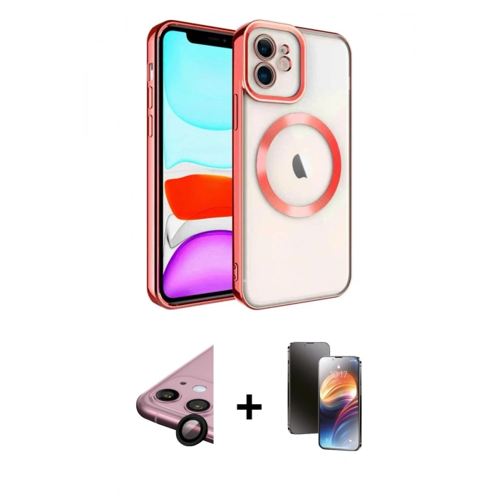 MARSİLYAN™- iPhone 11 Kılıf Nova Işık Özel Seri - Siyah 3D Antistatik Mat Seramik Nano Ekran Koruyucu + Raze Metal Kamera Lens - SH