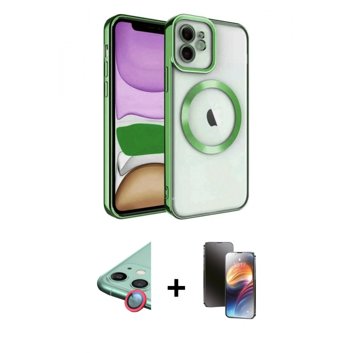 MARSİLYAN™- iPhone 11 Kılıf Nova Işık Özel Seri - Siyah 3D Antistatik Mat Seramik Nano Ekran Koruyucu + Raze Metal Kamera Lens - KI