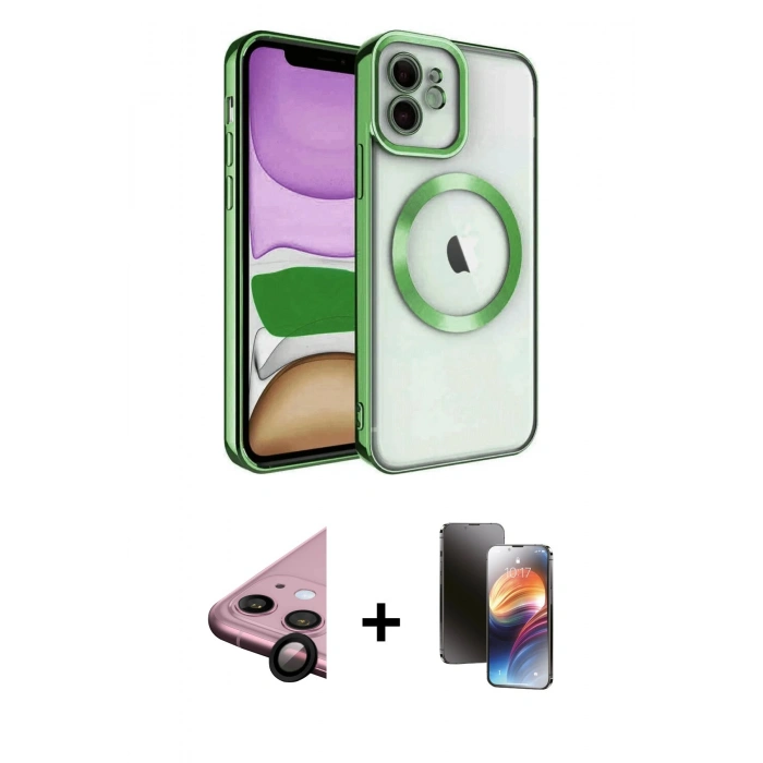 MARSİLYAN™- iPhone 11 Kılıf Nova Işık Özel Seri - Siyah 3D Antistatik Mat Seramik Nano Ekran Koruyucu + Raze Metal Kamera Lens - SH