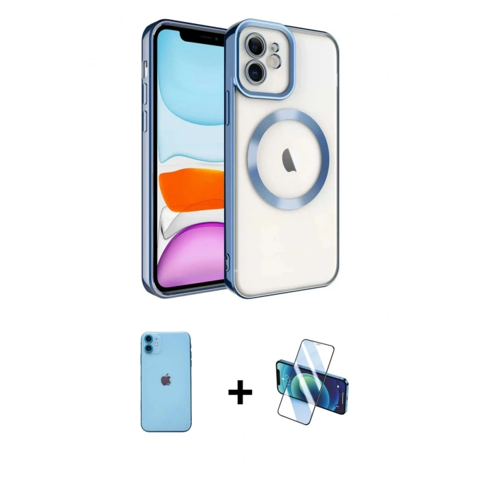MARSİLYAN™- iPhone 11 Kılıf Nova Işık Özel Seri - Siyah 3D Antistatik Seramik Nano Ekran Koruyucu + Neon Fosforlu Kamera Lens - MI
