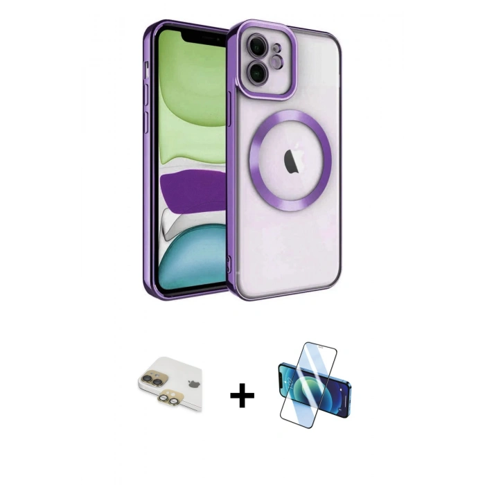 MARSİLYAN™- iPhone 11 Kılıf Nova Işık Özel Seri - Siyah 3D Antistatik Seramik Nano Ekran Koruyucu + Pers Alüminyum Kamera Lens - GD