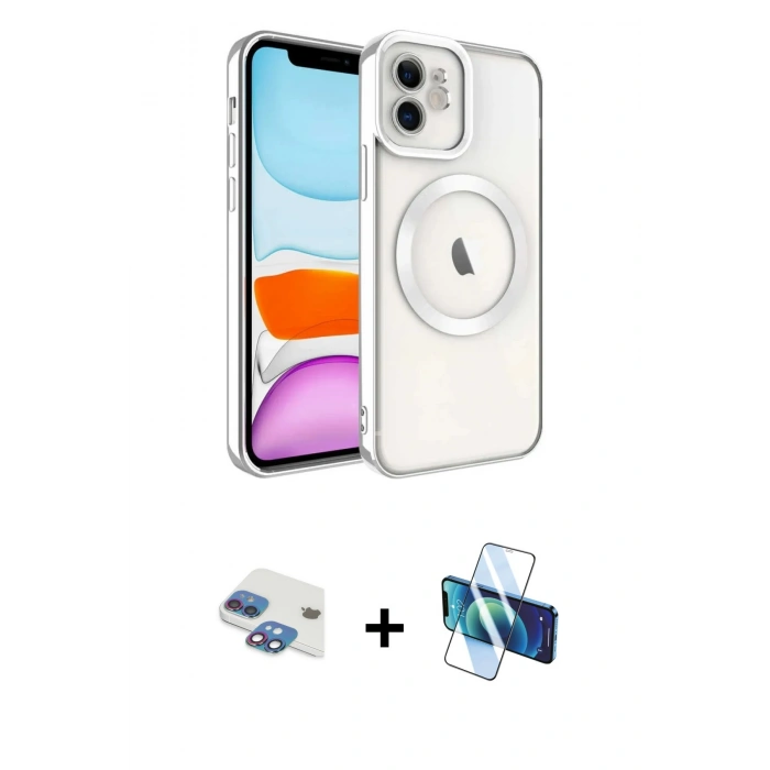 MARSİLYAN™- iPhone 11 Kılıf Nova Işık Özel Seri - Siyah 3D Antistatik Seramik Nano Ekran Koruyucu + Pers Alüminyum Kamera Lens - GI