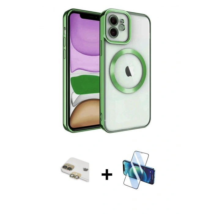 MARSİLYAN™- iPhone 11 Kılıf Nova Işık Özel Seri - Siyah 3D Antistatik Seramik Nano Ekran Koruyucu + Pers Alüminyum Kamera Lens - GD
