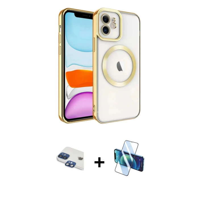 MARSİLYAN™- iPhone 11 Kılıf Nova Işık Özel Seri - Siyah 3D Antistatik Seramik Nano Ekran Koruyucu + Pers Alüminyum Kamera Lens - LT