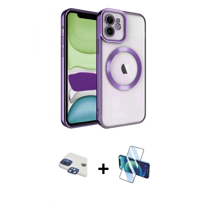 MARSİLYAN™- iPhone 11 Kılıf Nova Işık Özel Seri - Siyah 3D Antistatik Seramik Nano Ekran Koruyucu + Pers Alüminyum Kamera Lens - LT