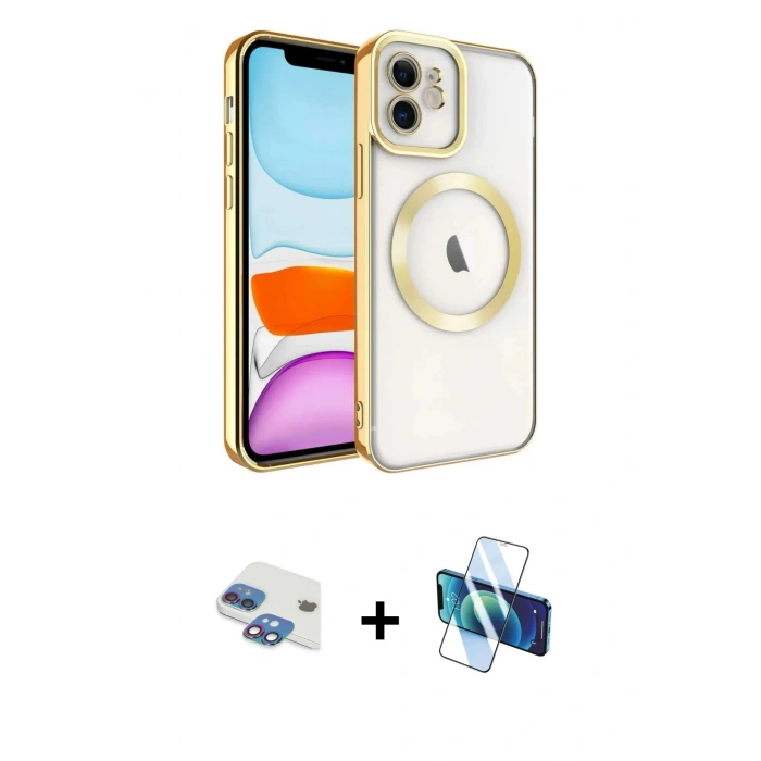 MARSİLYAN™- iPhone 11 Kılıf Nova Işık Özel Seri - Siyah 3D Antistatik Seramik Nano Ekran Koruyucu + Pers Alüminyum Kamera Lens - GI
