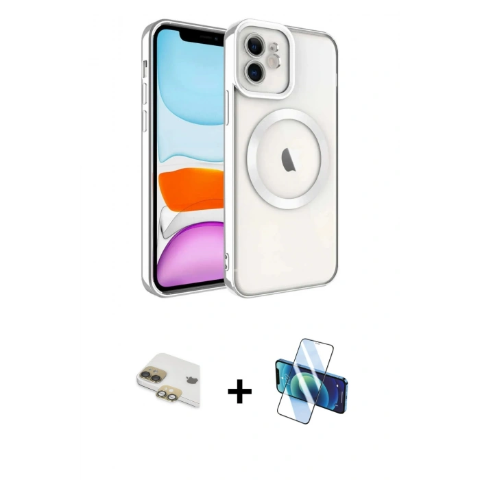 MARSİLYAN™- iPhone 11 Kılıf Nova Işık Özel Seri - Siyah 3D Antistatik Seramik Nano Ekran Koruyucu + Pers Alüminyum Kamera Lens - GD