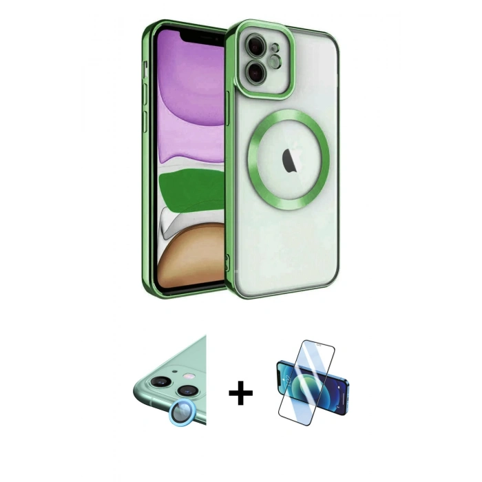 MARSİLYAN™- iPhone 11 Kılıf Nova Işık Özel Seri - Siyah 3D Antistatik Seramik Nano Ekran Koruyucu + Raze Metal Kamera Lens - MI