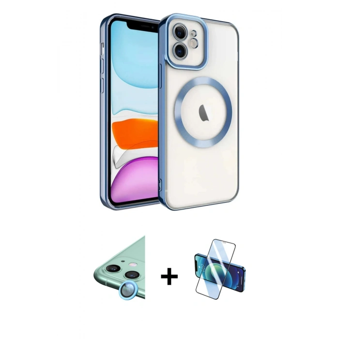 MARSİLYAN™- iPhone 11 Kılıf Nova Işık Özel Seri - Siyah 3D Antistatik Seramik Nano Ekran Koruyucu + Raze Metal Kamera Lens - MI