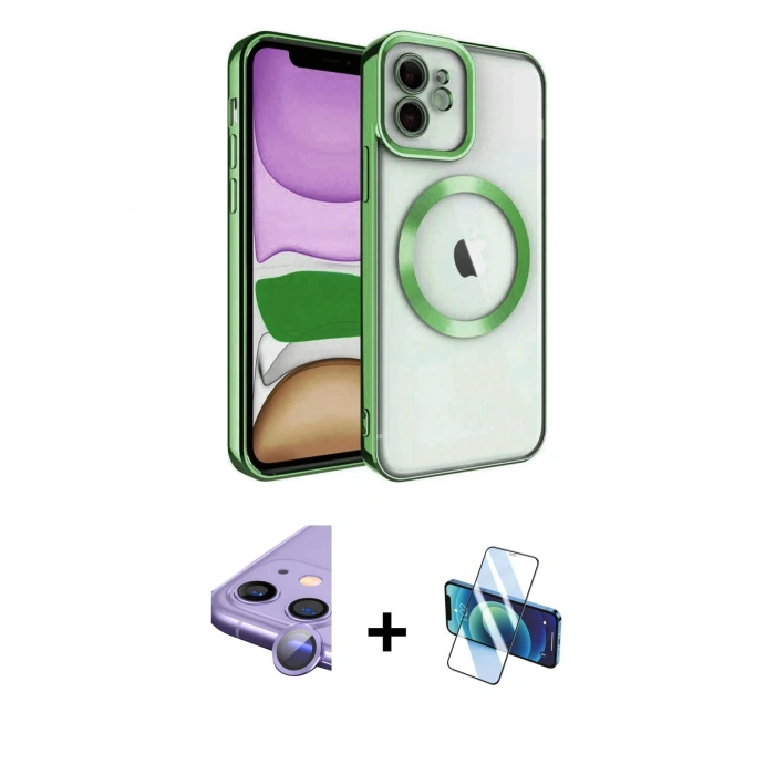 MARSİLYAN™- iPhone 11 Kılıf Nova Işık Özel Seri - Siyah 3D Antistatik Seramik Nano Ekran Koruyucu + Raze Metal Kamera Lens - MR