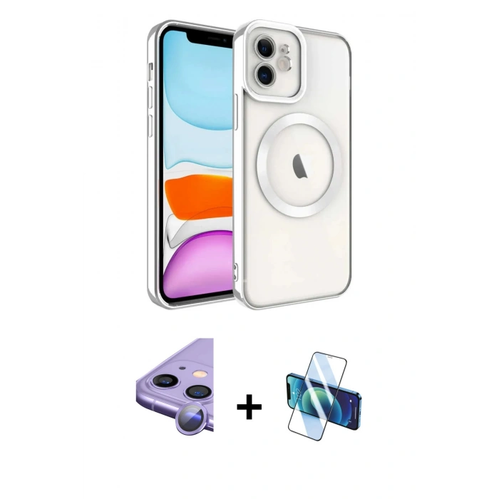 MARSİLYAN™- iPhone 11 Kılıf Nova Işık Özel Seri - Siyah 3D Antistatik Seramik Nano Ekran Koruyucu + Raze Metal Kamera Lens - MR