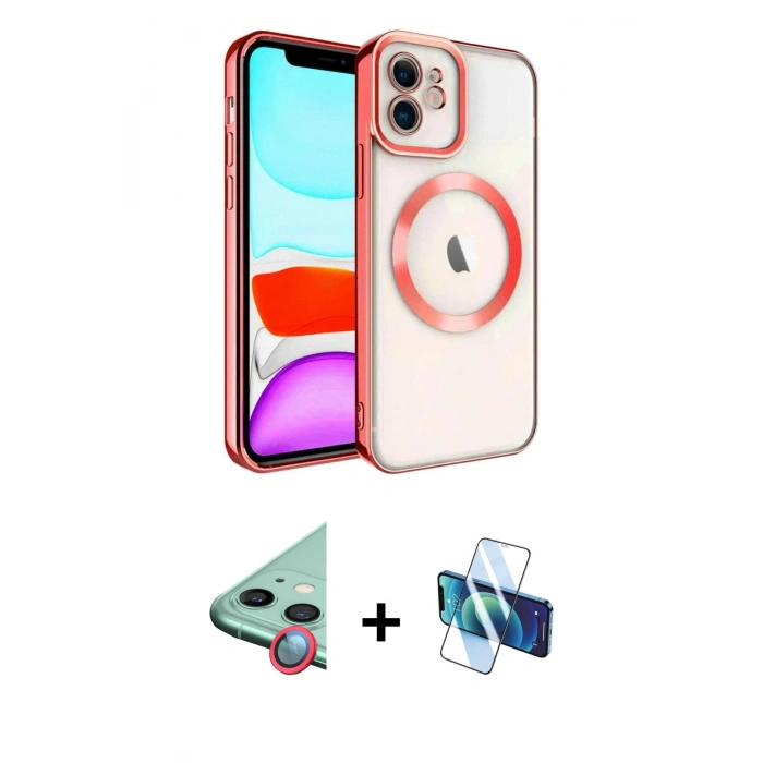 MARSİLYAN™- iPhone 11 Kılıf Nova Işık Özel Seri - Siyah 3D Antistatik Seramik Nano Ekran Koruyucu + Raze Metal Kamera Lens - KI