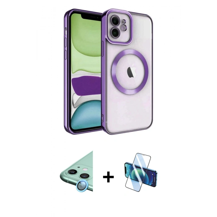 MARSİLYAN™- iPhone 11 Kılıf Nova Işık Özel Seri - Siyah 3D Antistatik Seramik Nano Ekran Koruyucu + Raze Metal Kamera Lens - MI