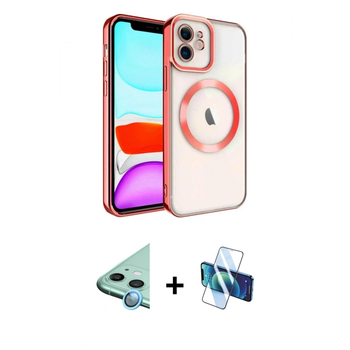 MARSİLYAN™- iPhone 11 Kılıf Nova Işık Özel Seri - Siyah 3D Antistatik Seramik Nano Ekran Koruyucu + Raze Metal Kamera Lens - MI