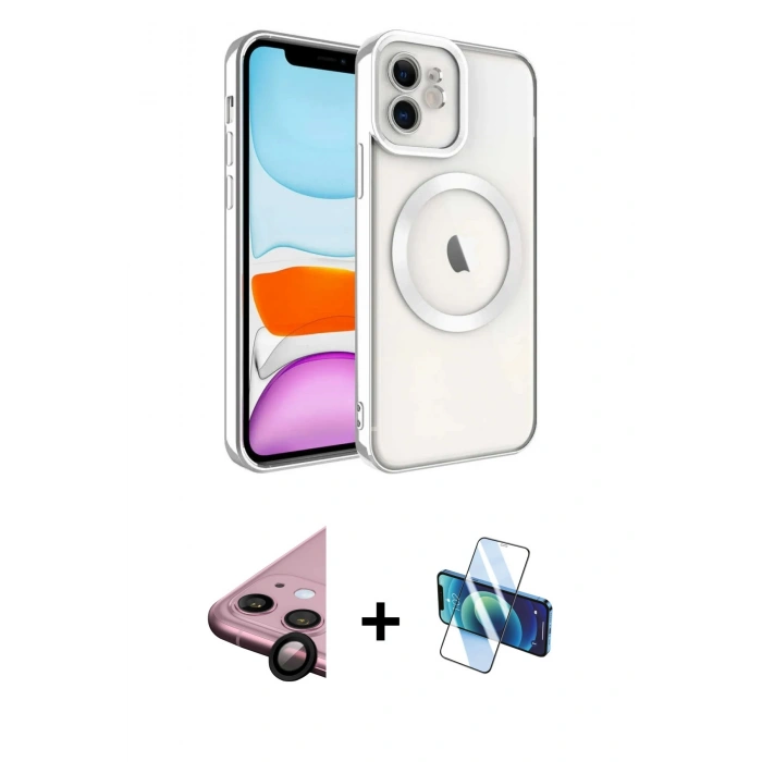 MARSİLYAN™- iPhone 11 Kılıf Nova Işık Özel Seri - Siyah 3D Antistatik Seramik Nano Ekran Koruyucu + Siyah Raze Metal Kamera Lens