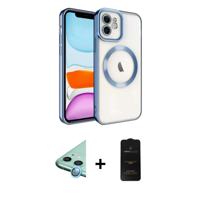 MARSİLYAN™- iPhone 11 Kılıf Nova Işık Özel Seri - Siyah 6D Antistatik Mat Seramik Hayalet Nano Ekran Koruyucu + Raze Metal Kamera Lens - MI