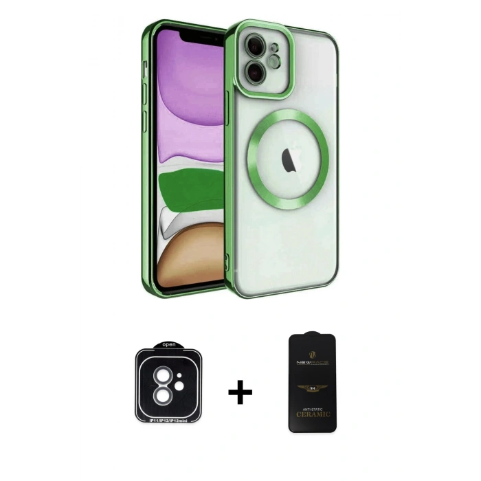 MARSİLYAN™- iPhone 11 Kılıf Nova Işık Özel Seri - Siyah 6D Antistatik Mat Seramik Hayalet Nano Ekran Koruyucu + PVD Metal Kamera Lens - YL