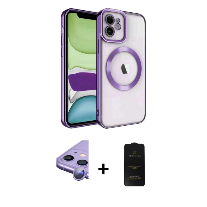 MARSİLYAN™- iPhone 11 Kılıf Nova Işık Özel Seri - Siyah 6D Antistatik Mat Seramik Hayalet Nano Ekran Koruyucu + Raze Metal Kamera Lens - MR