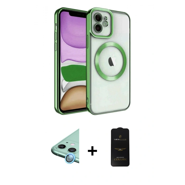 MARSİLYAN™- iPhone 11 Kılıf Nova Işık Özel Seri - Siyah 6D Antistatik Mat Seramik Hayalet Nano Ekran Koruyucu + Raze Metal Kamera Lens - MI