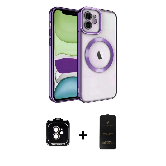 MARSİLYAN™- iPhone 11 Kılıf Nova Işık Özel Seri - Siyah 6D Antistatik Mat Seramik Hayalet Nano Ekran Koruyucu + PVD Metal Kamera Lens - TU