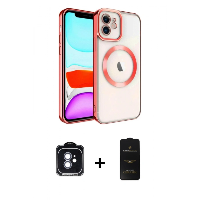 MARSİLYAN™- iPhone 11 Kılıf Nova Işık Özel Seri - Siyah 6D Antistatik Mat Seramik Hayalet Nano Ekran Koruyucu + PVD Metal Kamera Lens - MI