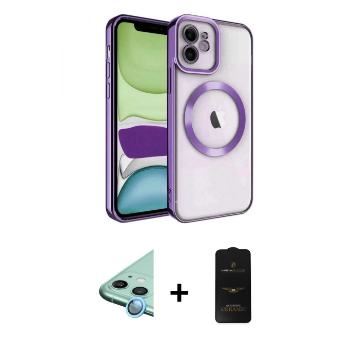 MARSİLYAN™- iPhone 11 Kılıf Nova Işık Özel Seri - Siyah 6D Antistatik Mat Seramik Hayalet Nano Ekran Koruyucu + Raze Metal Kamera Lens - MI