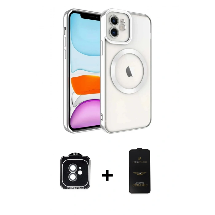 MARSİLYAN™- iPhone 11 Kılıf Nova Işık Özel Seri - Siyah 6D Antistatik Mat Seramik Hayalet Nano Ekran Koruyucu + PVD Metal Kamera Lens - YL