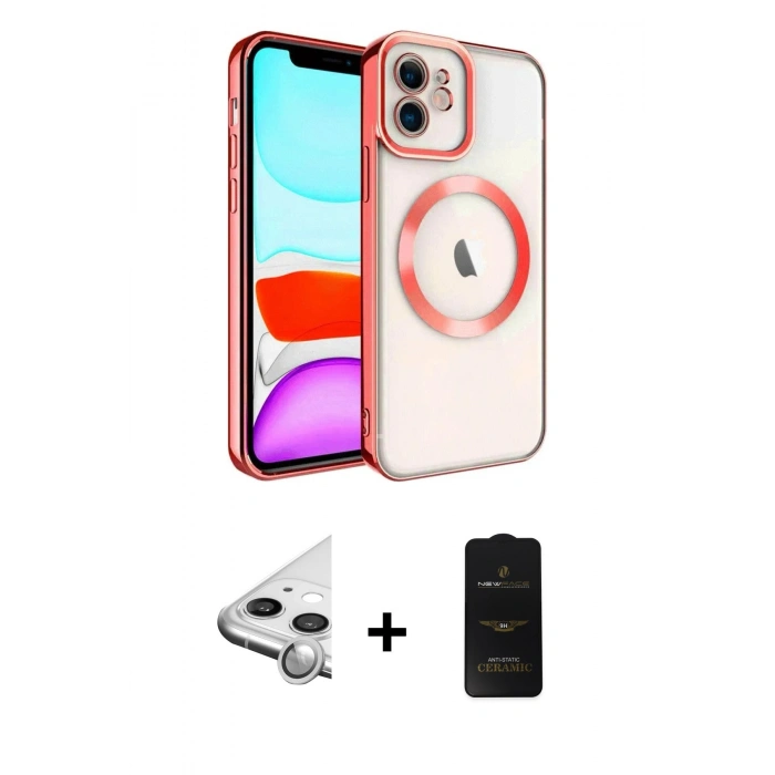 MARSİLYAN™- iPhone 11 Kılıf Nova Işık Özel Seri - Siyah 6D Antistatik Mat Seramik Hayalet Nano Ekran Koruyucu + Raze Metal Kamera Lens - GS