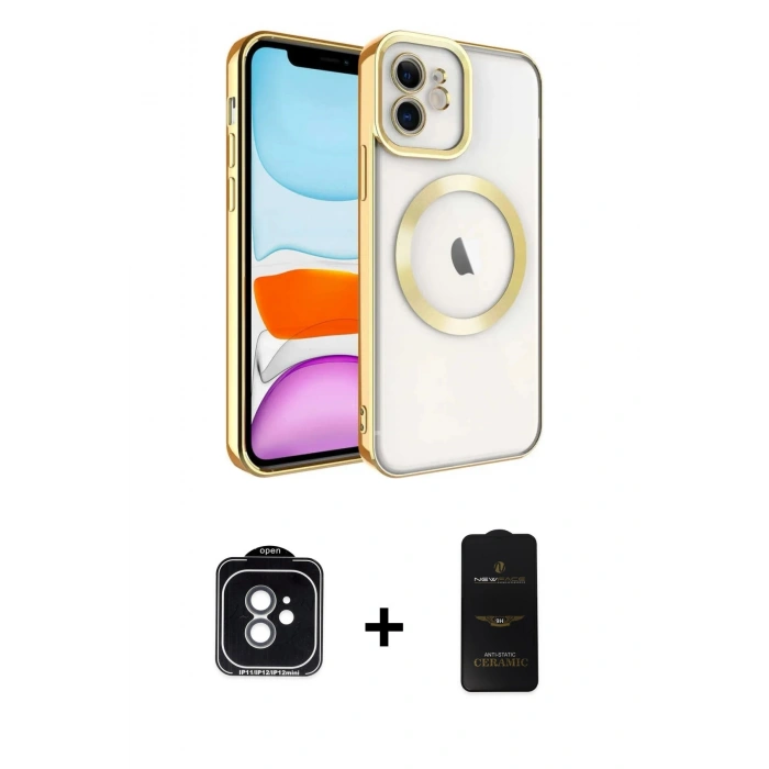 MARSİLYAN™- iPhone 11 Kılıf Nova Işık Özel Seri - Siyah 6D Antistatik Mat Seramik Hayalet Nano Ekran Koruyucu + PVD Metal Kamera Lens - YL