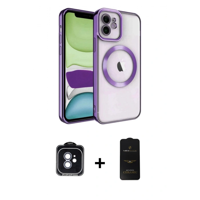 MARSİLYAN™- iPhone 11 Kılıf Nova Işık Özel Seri - Siyah 6D Antistatik Mat Seramik Hayalet Nano Ekran Koruyucu + PVD Metal Kamera Lens - MI