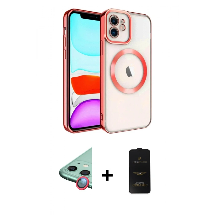 MARSİLYAN™- iPhone 11 Kılıf Nova Işık Özel Seri - Siyah 6D Antistatik Mat Seramik Hayalet Nano Ekran Koruyucu + Raze Metal Kamera Lens - KI