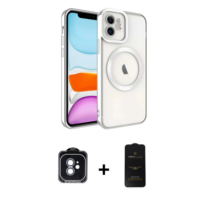 MARSİLYAN™- iPhone 11 Kılıf Nova Işık Özel Seri - Siyah 6D Antistatik Mat Seramik Hayalet Nano Ekran Koruyucu + PVD Metal Kamera Lens - MI