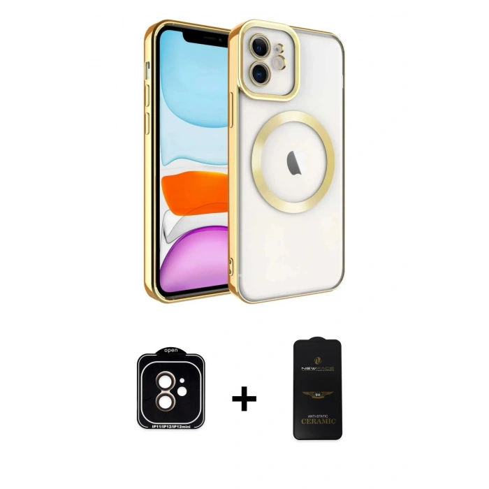 MARSİLYAN™- iPhone 11 Kılıf Nova Işık Özel Seri - Siyah 6D Antistatik Mat Seramik Hayalet Nano Ekran Koruyucu + PVD Metal Kamera Lens - TU