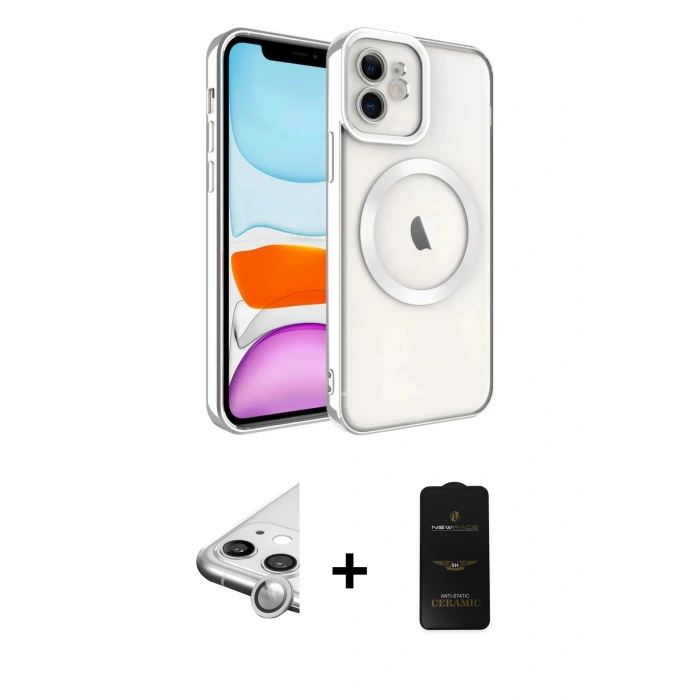 MARSİLYAN™- iPhone 11 Kılıf Nova Işık Özel Seri - Siyah 6D Antistatik Mat Seramik Hayalet Nano Ekran Koruyucu + Raze Metal Kamera Lens - GS