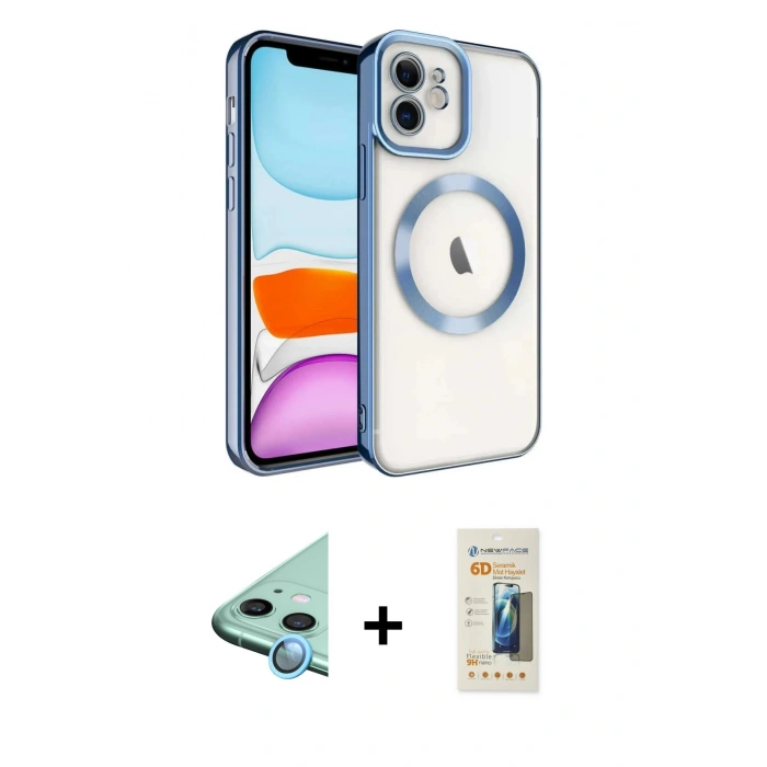 MARSİLYAN™- iPhone 11 Kılıf Nova Işık Özel Seri - Siyah 6D Mat Seramik Hayalet Nano Ekran Koruyucu + Raze Metal Kamera Lens - MI