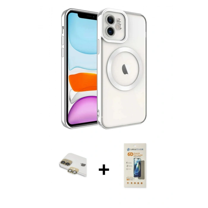 MARSİLYAN™- iPhone 11 Kılıf Nova Işık Özel Seri - Siyah 6D Mat Seramik Hayalet Nano Ekran Koruyucu + Pers Alüminyum Kamera Lens - GD