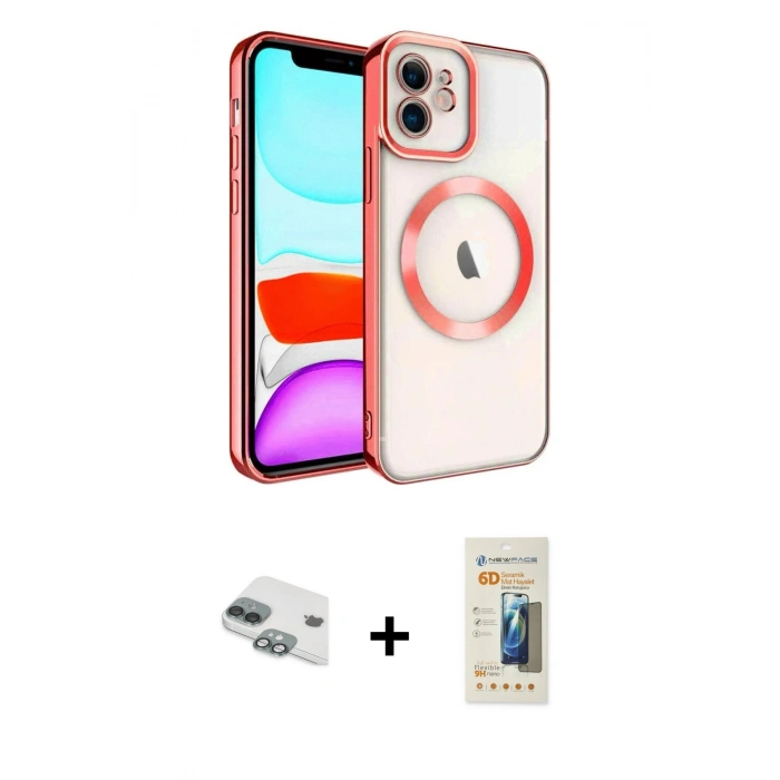 MARSİLYAN™- iPhone 11 Kılıf Nova Işık Özel Seri - Siyah 6D Mat Seramik Hayalet Nano Ekran Koruyucu + Pers Alüminyum Kamera Lens - YL