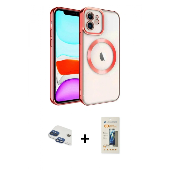 MARSİLYAN™- iPhone 11 Kılıf Nova Işık Özel Seri - Siyah 6D Mat Seramik Hayalet Nano Ekran Koruyucu + Pers Alüminyum Kamera Lens - LT