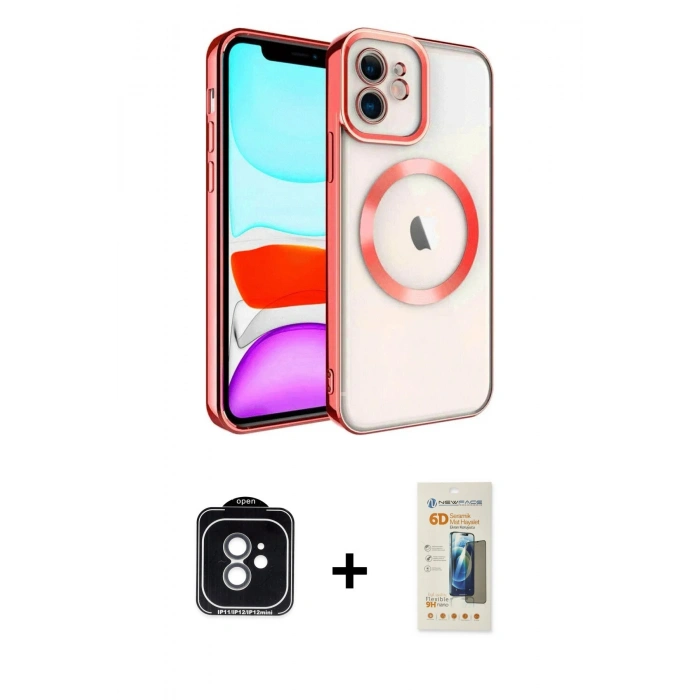 MARSİLYAN™- iPhone 11 Kılıf Nova Işık Özel Seri - Siyah 6D Mat Seramik Hayalet Nano Ekran Koruyucu + PVD Metal Kamera Lens - YL