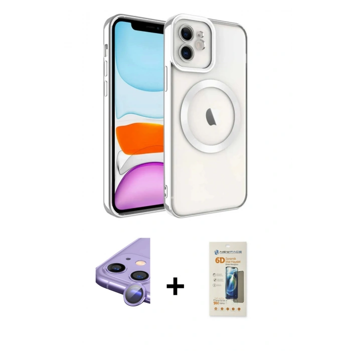MARSİLYAN™- iPhone 11 Kılıf Nova Işık Özel Seri - Siyah 6D Mat Seramik Hayalet Nano Ekran Koruyucu + Raze Metal Kamera Lens - MR