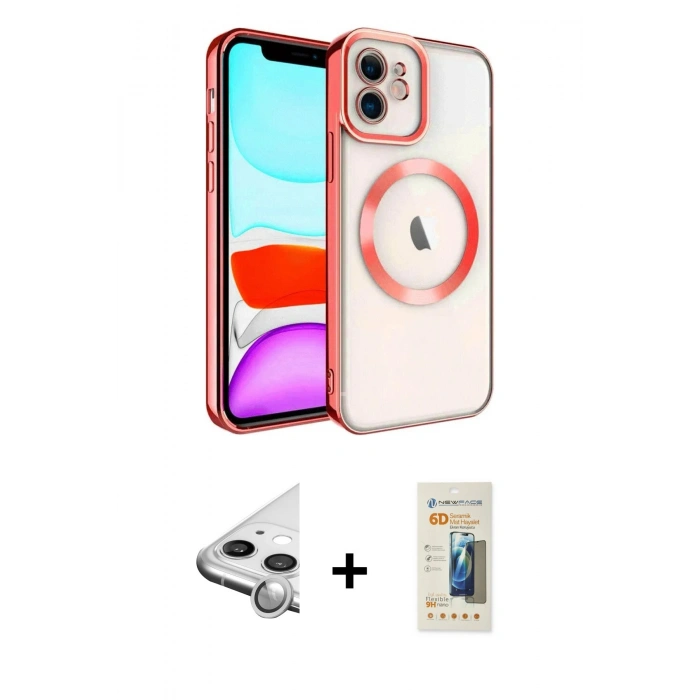 MARSİLYAN™- iPhone 11 Kılıf Nova Işık Özel Seri - Siyah 6D Mat Seramik Hayalet Nano Ekran Koruyucu + Raze Metal Kamera Lens - GS